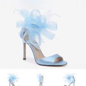Nina Sky Blue Satin Heels with Tulle Bow